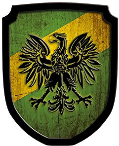 Holzspielerei Wappenschild Adler grün