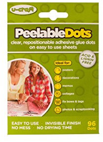 12 x U-Craft Glue Adhesive Dots 96 per Pack 10mm peelable Removable 200166