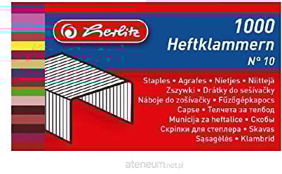 Herlitz 8760613 Heftklammern Nummer 10 verzinkt, 1000 Stück, metall