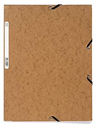 Exacompta - 55524E - Caja de 25 subcarpetas con gomas elásticas - bolsillos con 3 solapas - en cartulina brillo 400 g/m2 - dimensiones 24 x 32 cm para documentos en formato A4 - color tabaco