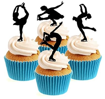 Sprinkles & Toppers Ltd Ice Skater Silhouette Collection Edible Stand Up Wafer Paper Cake Toppers (12 Pack)