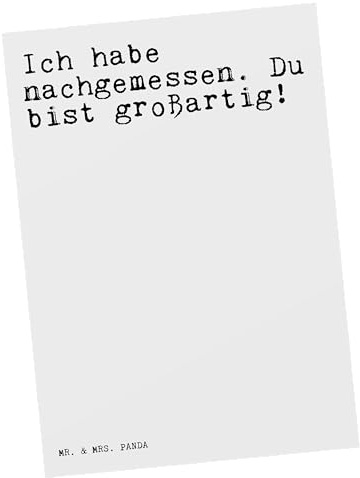 Mr. & Mrs. Panda Postkarte Ich habe nachgemessen. Du... - Geschenk, Glitzer Spruch, Beste Freundin, Postkarten, Familie, Kompliment, Lieblingsmensch, Sprüche Weisheiten Zitate Lustig Weisheit Worte