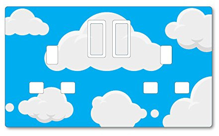 Landing Designs CLOUDS & SKY PATTERN UK LIGHT SWITCH STICKERS, CHILDS BEDROOM NURSERY DECORATING (Double Socket)