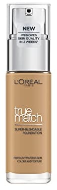 L'Oréal Paris Make up, Flüssige Foundation mit Hyaluron und Aloe Vera, True Match Make-Up, 5.5.D/5.5.W Warm Medium