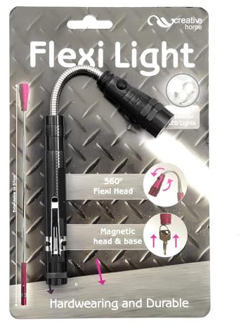 Pocket Metal LED Flexi Light Black Extends from 17cm to 57cm 360 Degree Rotational Head Magnetic Top & Bottom Lifts Up to 1kg
