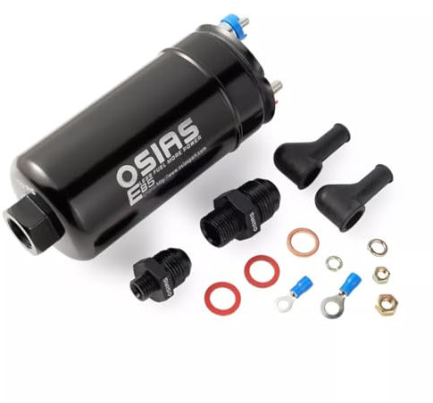 OSIAS 380LPH Inline External E85 Compatible Fuel Pump 10AN Inlet w/Check Vavle 8AN Outlet 0580254044
