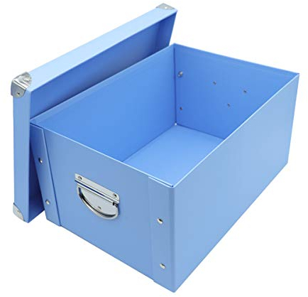 GUOZI Collapsible Storage Box, Decorative Memory Box with Lid & Metal Reinforced Corners, Cardboard File Box with Handles, Organizer Gift Box for Keepsake Toy Photos Office Nursery Wardrobe Bookshelf