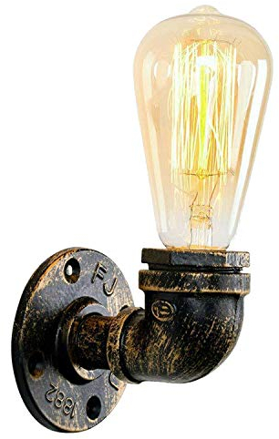 Wasser-Wandrohr-Lampe, Steampunk, rustikaler Metall-Anhänger-Lampe, Wasserrohr-Lampe, Beleuchtung, Vintage, Industrial (Messing)
