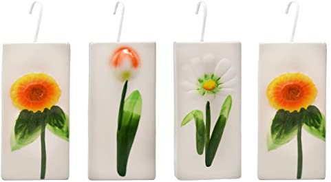 DRULINE 4er Set Luftbefeuchter - Raumbefeuchter Heizung - Raumluftbefeuchter - Verdampfer - Verdunster - Keramik weiß - mit Blumenprägung - B/H/T ca. 8 x 20,5 x 3,5 cm - je 300 ml