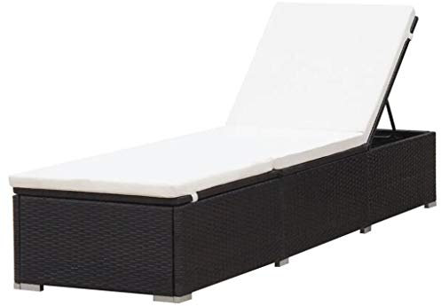 yorten Sonnenliege Gartenliege Polyrattan und Stahlrahmen Relaxliege Liege Strandliege 195 x 60 x 31 cm (L x B x H) Braun