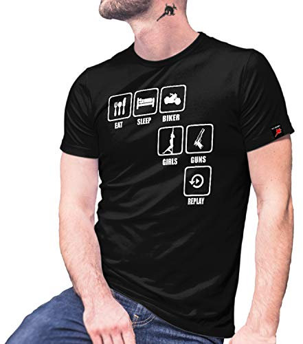 Eat Sleep Biker Rocker Biker Motorcycle Accessories Chopper Angel T-Shirt #29038, black, 3XL