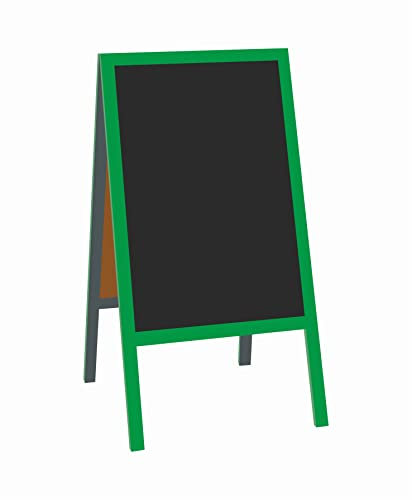 Kundenstopper 118 x 61 cm wetterfest lackiert - Holztafel mit ABS Kreidetafel mit Kreidemarker Grün
