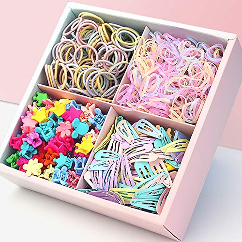 HCliptie 1140 Stück Haargummis mit Design elastische Haargummis für besseren Halt, Haarschmuck mit Haargummis in verschiedenen Farben