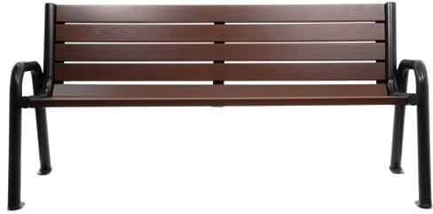 Sellon24® Parkbank Wetterfest Gartenbank Stahl Massiv Holz Palisander Gestell Gartenmöbel Sitzbank 02003