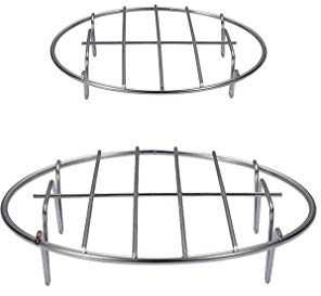 Rund Abkühlgitter 2er-Set, Edelstahl Kuchengitter Auskühlgitter zum Backen Kühlen Dämpfen,passen für Topf/Ofen/Fritteuse, Gesund & Langlebig, (15CM, 17,5CM)
