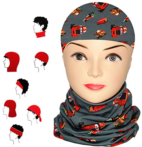 alles-meine.de GmbH Multifunktionstuch - Cars - Auto Lightning McQueen - UV Protection/Schutz - Baumwolle - UNIVERSAL Größe - Schlauchschal/Mütze/Piratentuch/Halstuch..