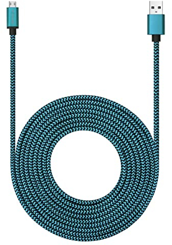 Câble micro USB de 4,6 m avec charge rapide 3 A, extra long et extrêmement durable en nylon tressé pour Galaxy S7/S6/J8/J7 Note 5, Kindle, LG, PS4, appareil photo, Xbox One et plus (bleu)
