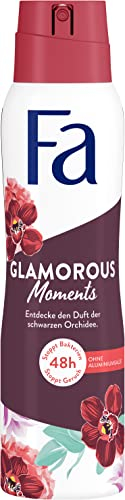 Fa Deospray Glamorous Moments (150 ml), Deo mit dem glamourösen Duft der schwarzen Orchidee, Deo ohne Aluminium für bis zu 48 h Deo-Schutz, hinterlässt keine Rückstände auf der Kleidung