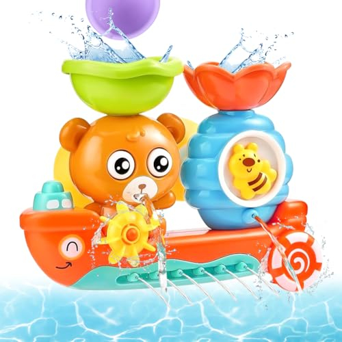 Badespielzeug，Badewannenspielzeug Kinder，Wasserspielzeug Badewanne，mit Wasserschöpfer, Bär und Biene,Spielzeug Geburtstag Geschenk für Jungen und Mädchen im Alter von 2 3 4 5 6 Jahren