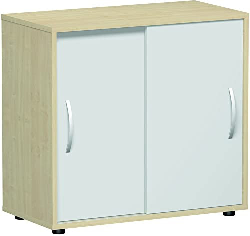 Geramöbel Schiebetürenschrank, mit Standfüßen, Nicht abschließbar, 800x400x752, Ahorn/Lichtgrau