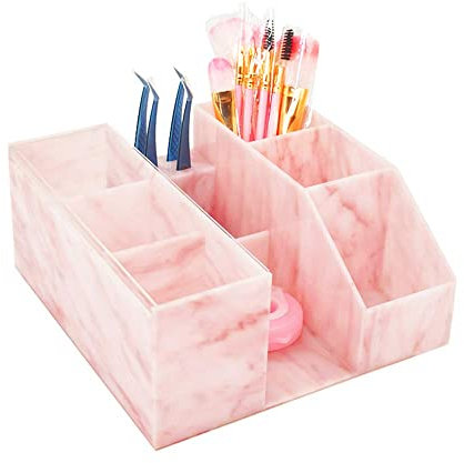 zalati Eyelash Beauty Tool Storage Box Cosmetic Makeup Display False Eyelash Extension Container Organizer Tools Case Storage Box, Pink Marbling Style