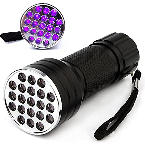 Ziyan UV Taschenlampe Schwarzlicht 21 LED Taschenlicht 395nm Bernstein Handlampe