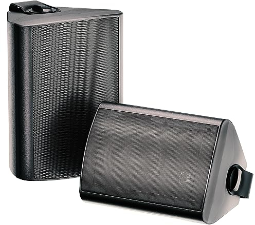 Herdio 6,5 Zoll Outdoor-Lautsprecher wasserdicht verkabelt 200 Watt mit kraftvollem Bass, Wandmontage-Außenlautsprecher für Patio Garage überdachte Terrasse (schwarz)