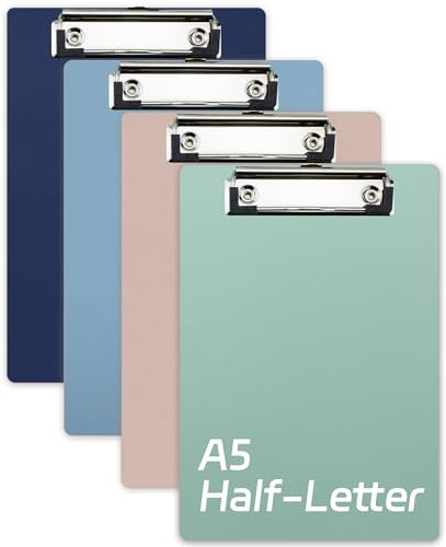 4er-Pack Klemmbretter A5 Schreibbrett aus Kunststoff im DIN A5 Hochformat | Größe Klemmbrett Menü Pads Quittung Clips für Schule Büro Restaurant Cafe
