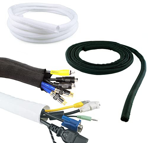 2 m Kabelschutz Schlauch Kabelschlauch Gewebeschlauch Kanal selbstschließend (13 mm, White)