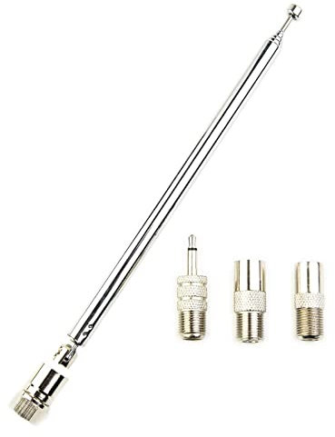 Antena de varilla de radio, antena telescópica DAB FM con 3 adaptadores HiFi AV receptor mini , radio FM Home estéreo AV receptor de audio AV