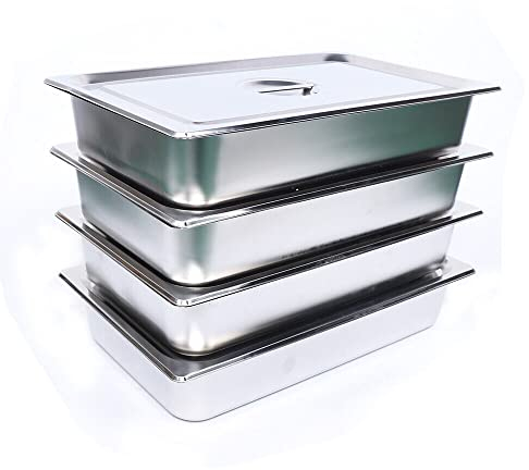 InSyoForeverEC Chafing Dish - Set di 4 scaldavivande professionali in acciaio inox, per buffet catering e feste