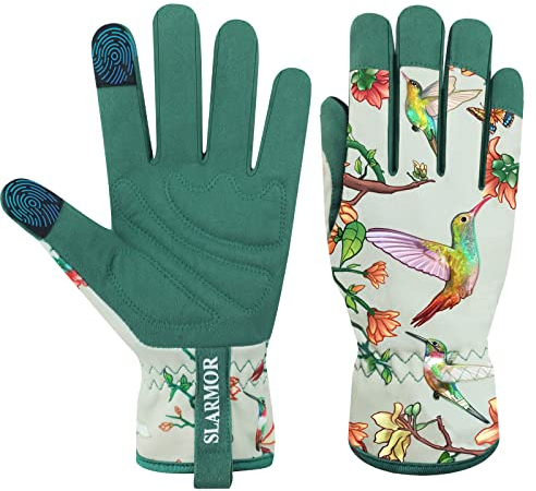 Gants de Jardinage Femme en Cuir Microfibre avec Écran Tactile pour Cour et Aménagement Paysager