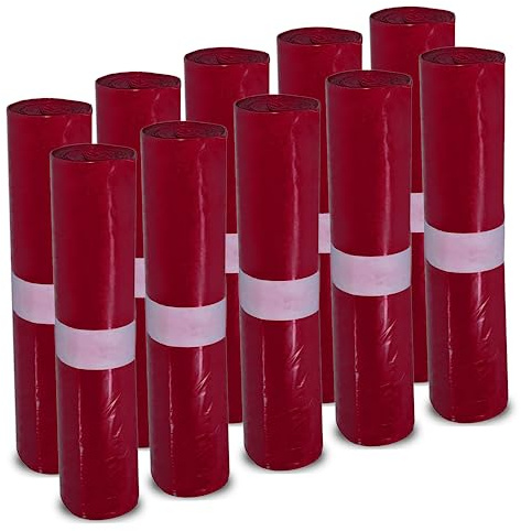 Wisch Star Müllbeutel 120L in Rot, 10 Rollen à 25 Stück | Mülltüten groß 700x1100mm extra stark, reißfeste und stabile Abfallsäcke, Schwerlast Müllsäcke für hohes Müllaufkommen