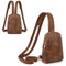 UTO Brusttasche Rucksack Damen 2 in 1 Klein Sling Bag Crossbody Bag Kunstleder Bauchtasche Stylisch Tagesrucksack Verstellbarer Schultergurt Umhängetasche Wasserdicht Daypack Schultertasche Braun