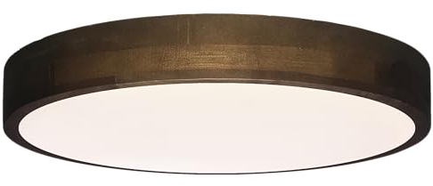 Lightbox LED Wand- & Deckenlampe mit warmweißer Lichtfarbe (3000 K) & Holz Rahmen | Ø 34 cm | moderne Deckenleuchte für den Flur | 1500 lm, 12 W | aus Metall/Kunststoff | in Dunkel-Braun/Weiß