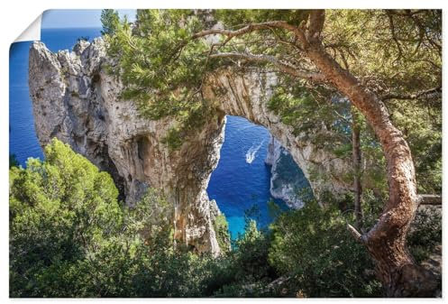 ARTland Poster Kunstdruck Wandposter Bild ohne Rahmen 60x40 cm Querformat Landschaften Mediterran Meer Küste Felsen Natur Sommer Capri Italien U4XQ