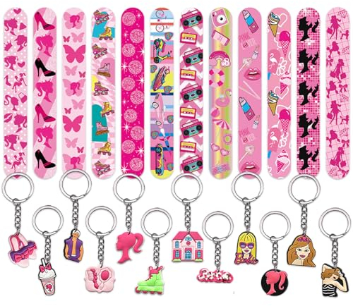 Set Di Bomboniere Per Feste Di Compleanno Barbi, 12 Portachiavi Barbi + 12 Braccialetti, Accessori Per Feste Di Compleanno Bambini, Regali Di Compleanno Per Ragazze