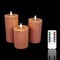 Meisterhome® 3er-Set Flammenlose LED Kerzen - Altrosa - Rustik Design Stumpenkerze - mit Fernbedienung – mit Timer - Batteriebetrieben – Warmweiß - 10/12,5/15 cm hoch - mit flackernder Flamme