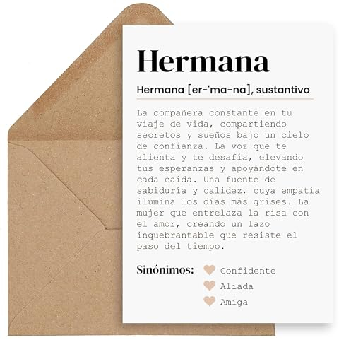CONTRAXT Tarjeta regalo para Hermana. Regalo original postal tarjetas agradecimiento cumpleaños hermana