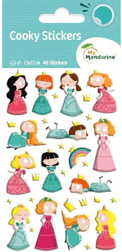 Maildor CY136Cpack - Packung mit 10 Bögen 3D Sticker Cooky/Aufkleber, 7,5x12cm, Prinzessin, 400 Stickers, 1 Pack