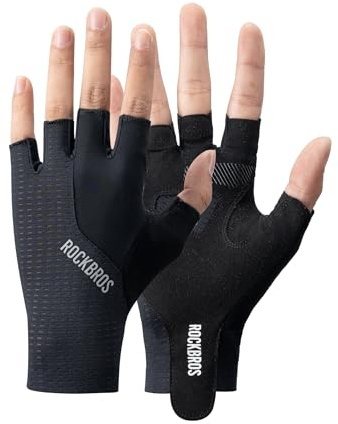ROCKBROS Road to Sky Fahrradhandschuhe Fingerlose Atmungsaktiv | Reflektierend,Trainingshandschuhe für Mountainbikes Rennräder Unisex Herren Damen