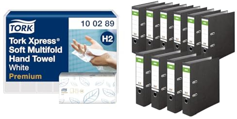 Tork Xpress weiche Multifold Papierhandtücher 100289 & Original DINOR Ordner-Wolkenmarmor-Recycling - Made in Germany