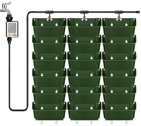 Bolsas colgantes para plantas, macetas con sistema de riego automático, 36 bolsillos, maceta de pared para plantas apilable, maceta de pared para jardín vertical para jardín, patio, balcón, decoración