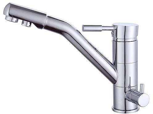 3 in 1 Küche Wasserfilter 360° Drehbar Küchenarmatur für Wasserfilter für Osmoseanlage Gebürstet Edelstahl
