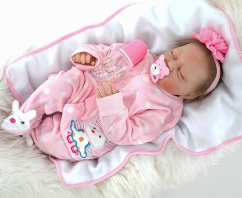 JIEBOTE Reborn Puppen 22 Zoll 55cm Realistisch Neugeborenes Baby Puppen Weicher Körper