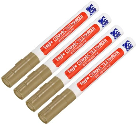 YOKIVE 4 Pcs Grout Paint Pen, Waterproof Khaki Paint Tile Marker, Restoring Grout Lines, Great for Balcony, Kitchen, Bathroom