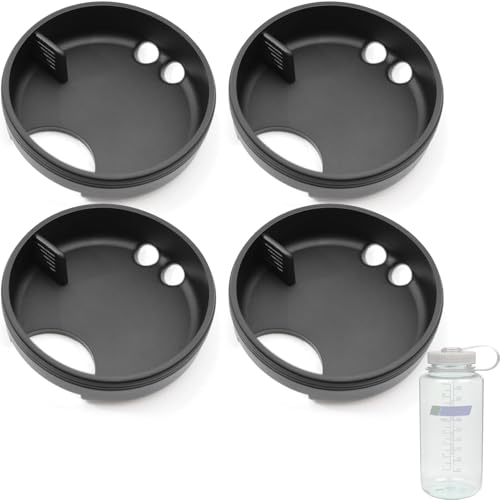 LUTQ 4-Pack Silicone Splashguard for Nalgene, Splashguard Lid Wide Mouth for Nalgene Splash Guard 32 oz Wide Mouth Water Bottle Accessories, Obsidian Black, for Wide-Necked Bottles with 53 mm Opening
