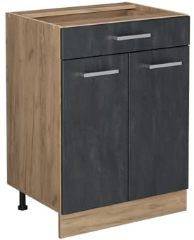Vicco Meuble Cuisine R-Line, Béton Noir, 60cm sans PT, pour Une Combinaison Libre au Sein de systèmes de Cuisine modulaires