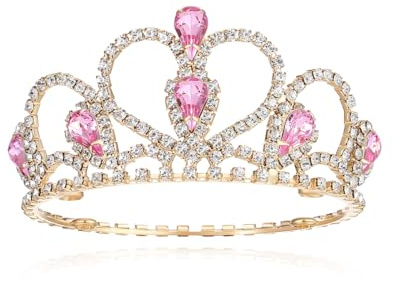 Lovelyshop Pet Serie Rosa Edelstein Gold Strass Hund/Katze Tiara Krone für Kostüm Haar Zubehör -Medium Größe