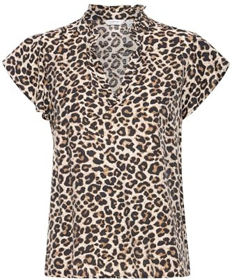 b.young BYHINVA Damen Bluse Blusenshirt Shirt mit V-Ausschnitt Rüsschen Regular fit, Größe:34, Farbe:Coffee Liqueúr Mix (202189)